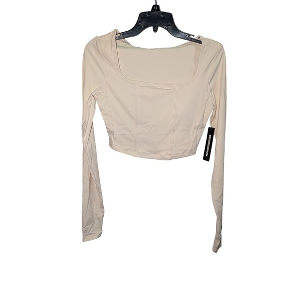 Fashion Nova Tops - Fashion Nova In Harmony Active Top Cream Long Sleeve Square Neck Crop TP80065 S‎